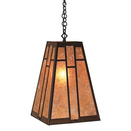 Arroyo Craftsman 12" Asheville Hanging Pendant, Rustic Brown, White Opalescent Glass AH-12WO-RB